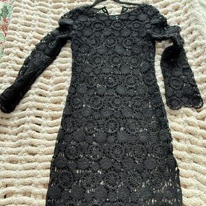 H&M Black Crochet Midi Dress